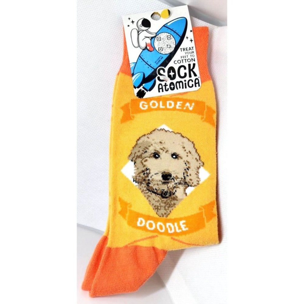Sock Atomica Comfy Non Stinky Size Fits Most Kync Custom Golden Doodle Pet Socks